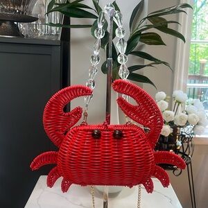 Tommy Bahama Red Wicker Crab Crossbody Bag Purse NWT